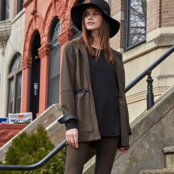 LYSSE XS Open Front Drawstring Deep Olive Green Jacket - Picture 1 of 9